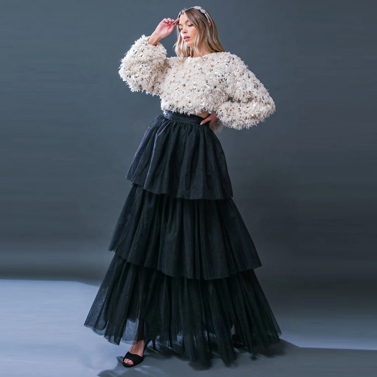 

Satin Layered Cake Skirt Women'S High Waist Slimming Drapey Midi A-Line Skirt Korean Commute High Waist Midi Skirt Custom Color