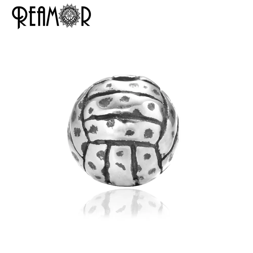 REAMOR 5Pcs Antique DIY Stainless Steel Small Hole Beads Round Ball Spacer Beads for Jewelry Making Bracelet Accessories