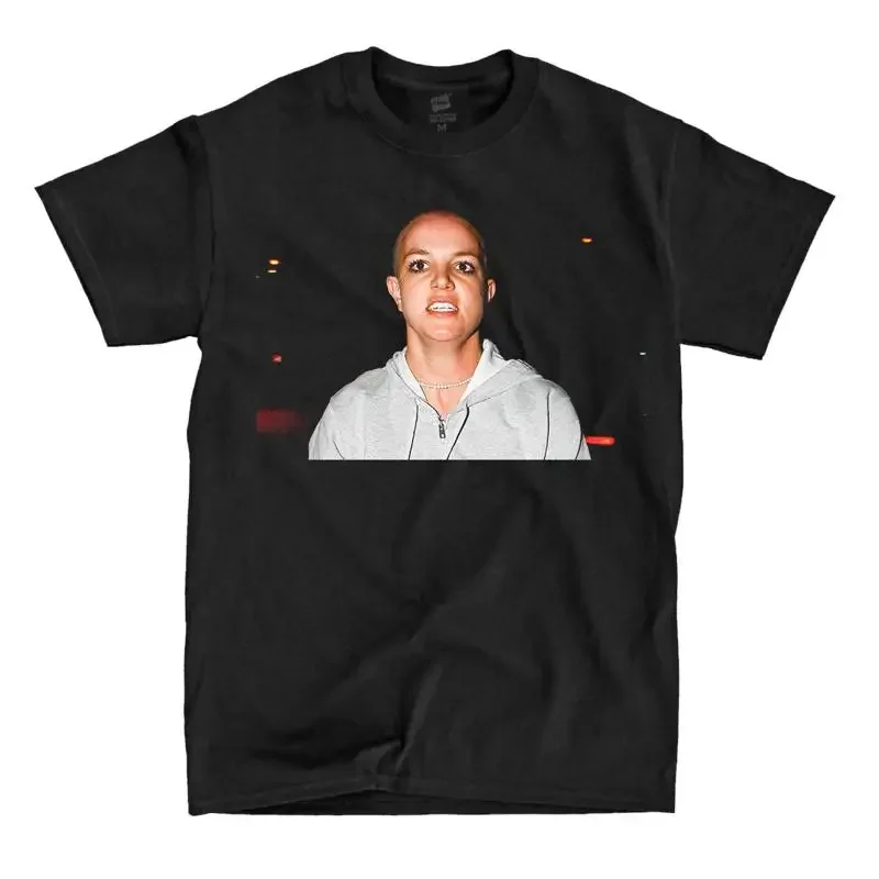 Britney Spears Shaved Head Black T Shirt Ships Fast High Quality Active