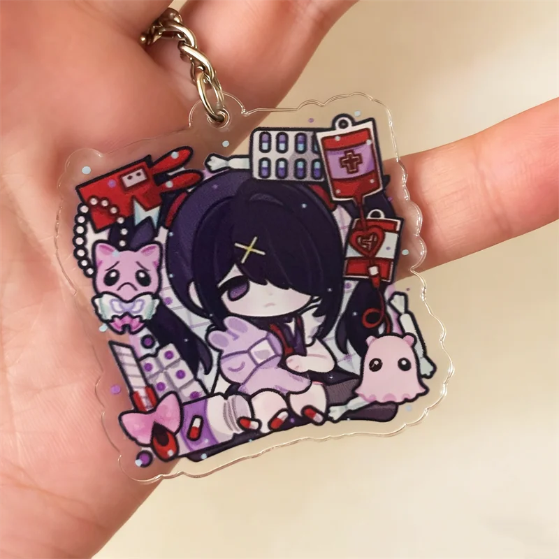 Game NEEDY GIRL OVERDOSE Ame Rain Cosplay Keychain Acrylic Ornament Key Chain Keyring Accessories Cute Prop