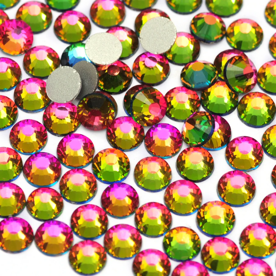 NOHF-Perles scintillantes multicolores, toutes tailles, verre cristal, dos plat, décorations de bricolage, biscuits, robe, nail art, accessoires de beauté, 2000