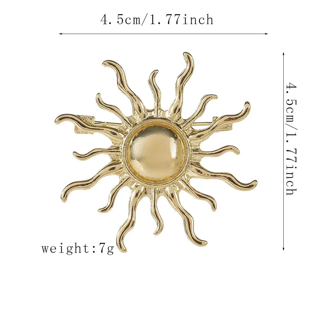 Fashion Sun Mental Retro Women Brooch Pin Sunflower Accessories Jewelry For Lady Gold Color Brooches Pins Vintage Clothing Gift