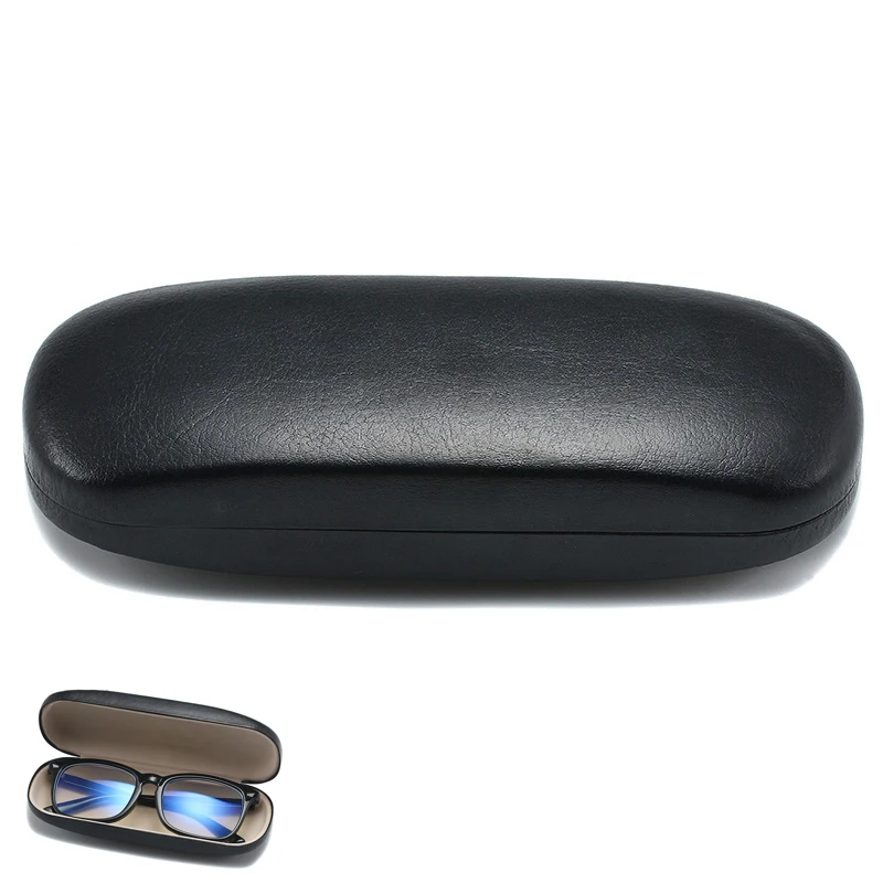 Hard Reading Glasses Case Men Women Firm PU Leather Glasses Case Black Business Eyeglasses Case