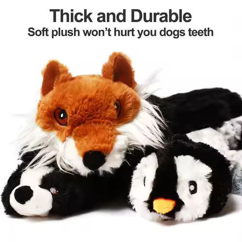 Funny Simulated Animal No Stuffing Dog Toy with Squeakers Durable Stuffingless Plush Squeaky Dog Chew Toy Crinkle Pet Squeak Toy - Image 3