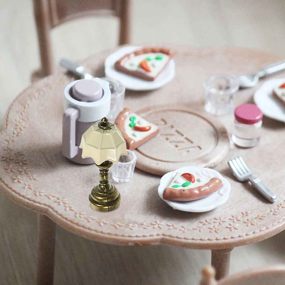 

2 Pcs Miniature Retro Desk Lamp Vintage Light Model for Dollhouse Accessories Mini House Decorative Lamp
