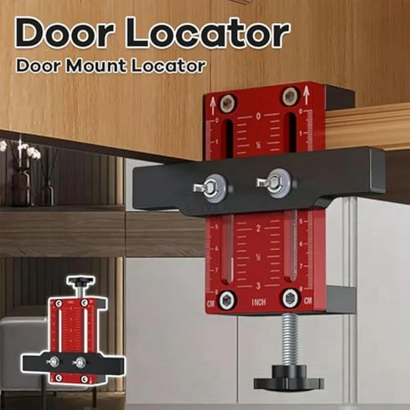 2Pcs Cabinet Door Installation Positioner,Aluminum Alloy Cabinet Hardware Jig,Adjustable Door Hinge Jig For Cabinet Door