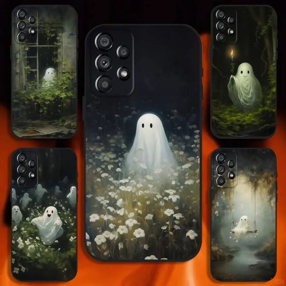 

Oil Painting Cute Ghosts Lovely Phone Case For Samsung Galaxy A20,A21s,A22,A31,A32,A52,A53,A72,73,A80 Soft Black Cover