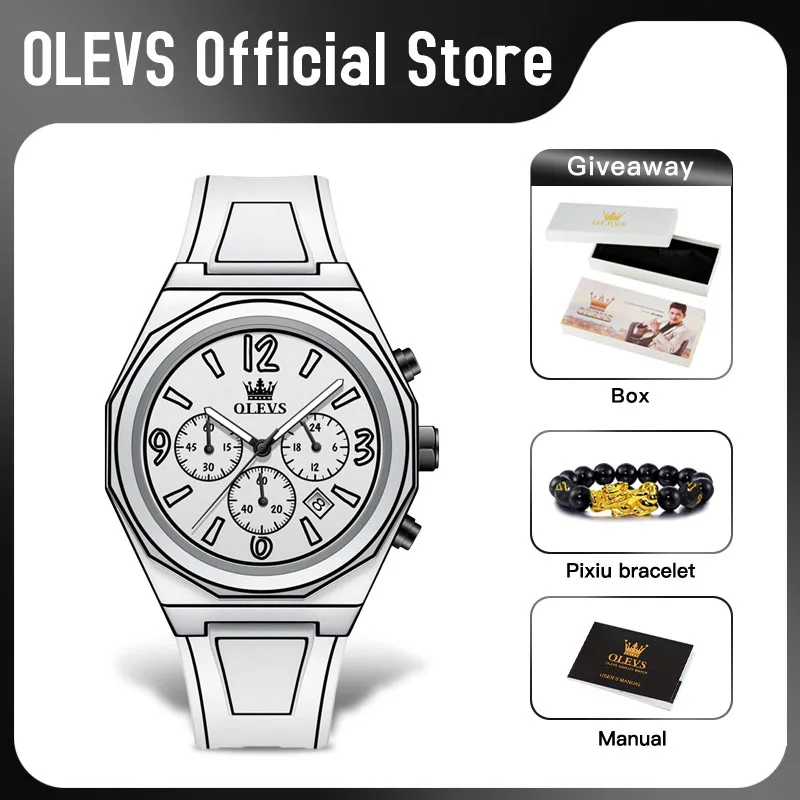 OLEVS 5622 reloj para hombre Original moda Manga estilo correa de silicona reloj de cuarzo impermeable luminoso cronógrafo multifuncional