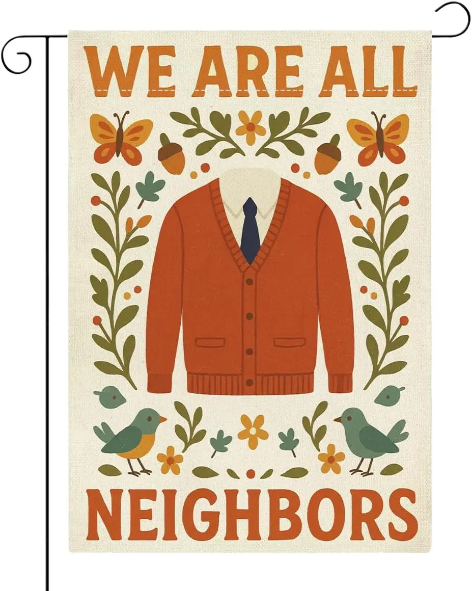 Funny Inclusive Welcome Sign Garden Flag We Are All Neighbors Floral Yard Flag Small Double Sided Burlap Garden Flags Decor  IIX