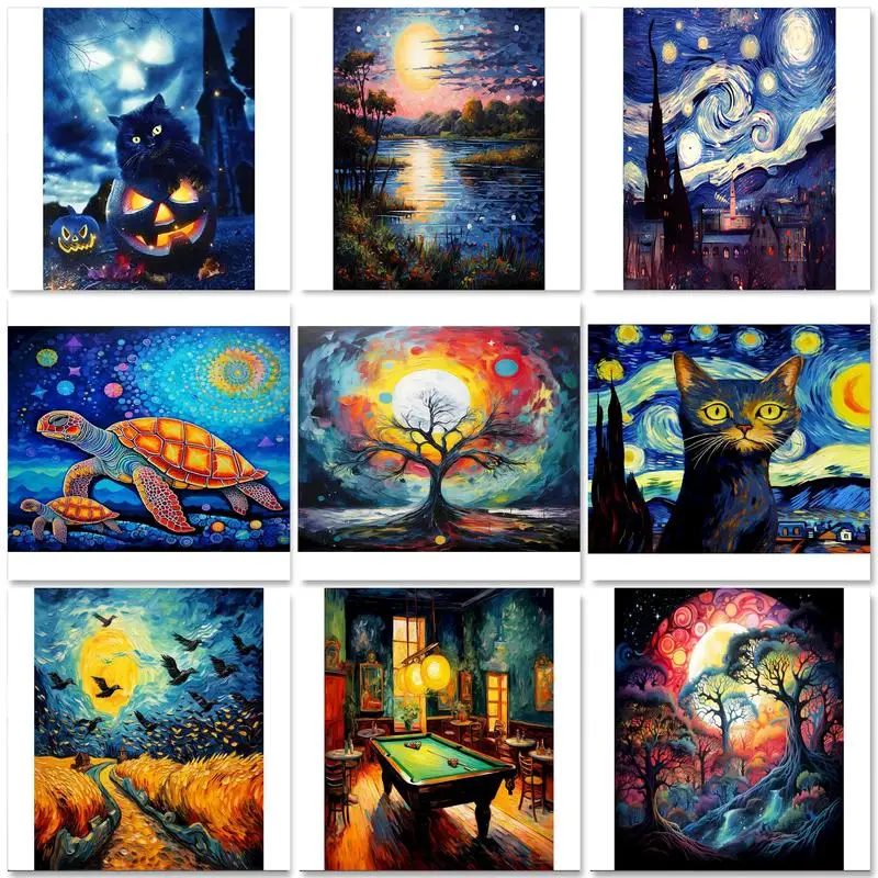 

GATYZTORY 5D DIY Landscape Diamond Painting Kit Starry Sky Cross Stitch Diamond Embroidery Rhinestone Mosaic Art Home Decor