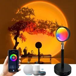 GY Smart Sunset Lamp, Romantic Rainbow Projector Light, LED Night Light for Party Living Room Theme Bedroom Decoration