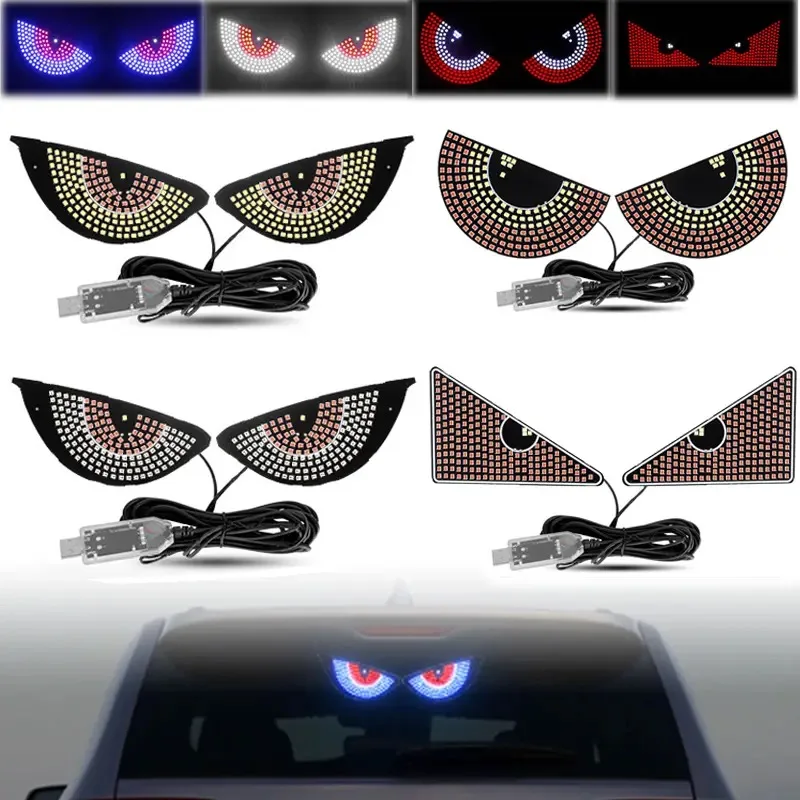 New Devil's Eye LED Light Car Signal Light Matrix Panel Multi-mode Warning Strobe Light USB Plug-in Car Windshield Decoration