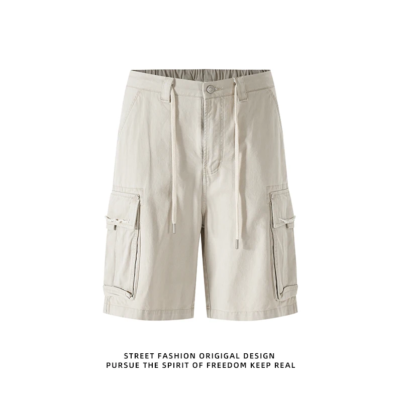 

2026 Summer Men Vintage Washed Cargo Pants Men Multi-Pocket Shorts Male Retro Street Casual Trousers Daily Wear Baggy Shorts