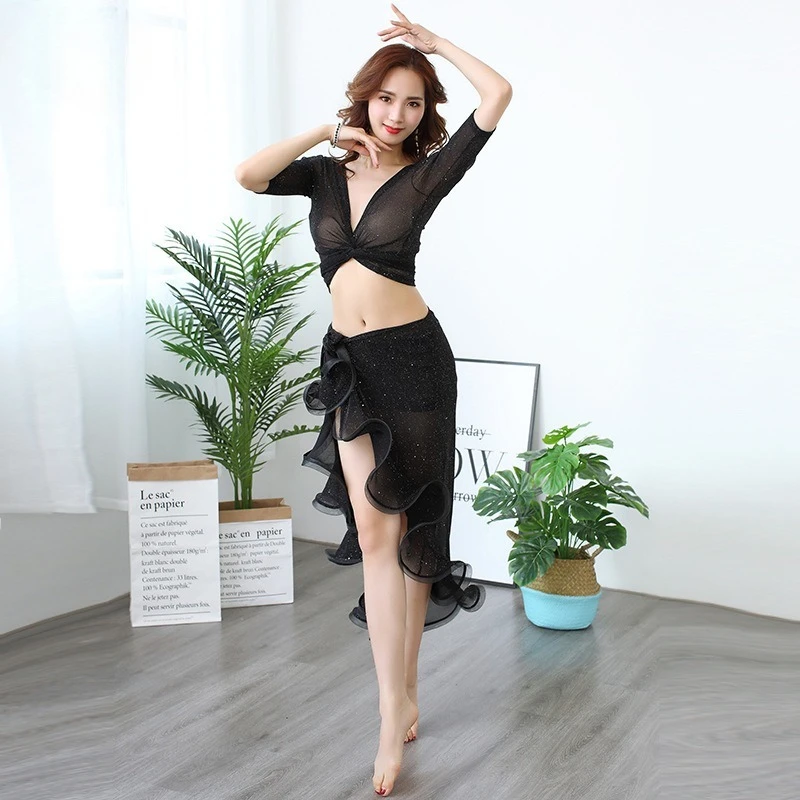 

Spring Summer New Belly Dance Outfit Women Hip Scarf Skirt Oriental Training Set
