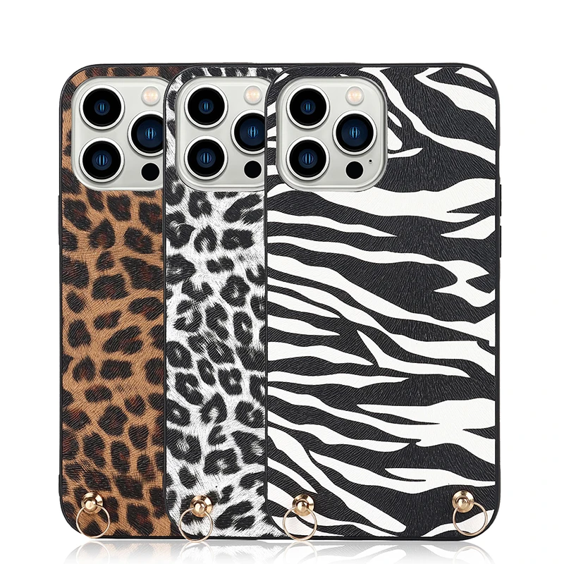 

Crossbody Strap Leopard Zebra Print Case For Iphone 16e 15 14 13 12 Mini 11 Pro Max Plus Se2 16pro Cord Chain Leahter Cover