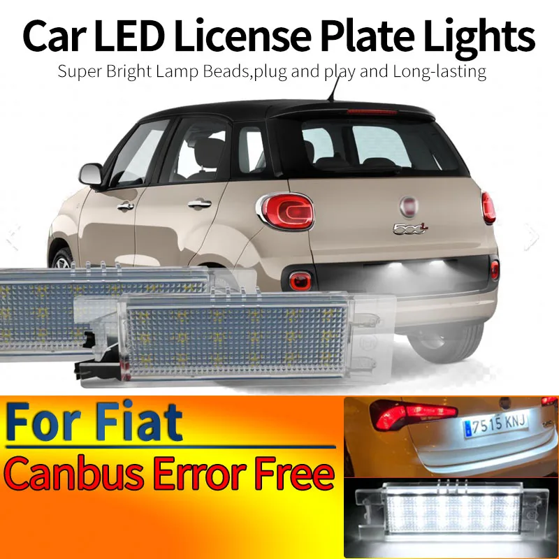 

2Pcs Car Led Number License Plate Light Canbus Error Free For FIAT Bravo 500L Grande Punto Brava Number Parts Lamp Plug & Play
