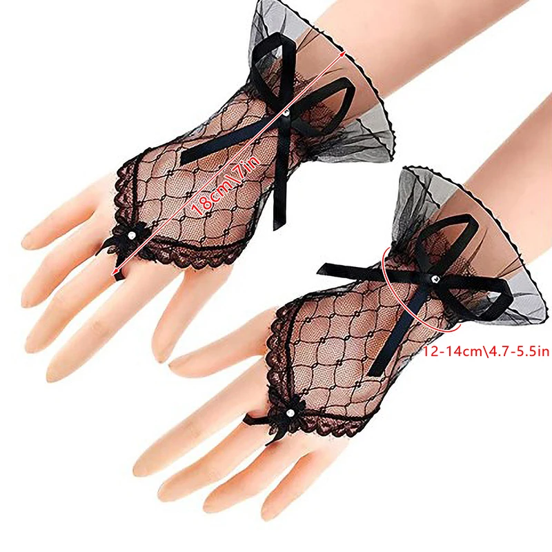 

Sexy Fishnet Mesh Lace Party Gloves Stretchy Sexy Lace Short Tulle Mittens Lotus Leaf Sheers Elegant Lady Cosplay Accessories