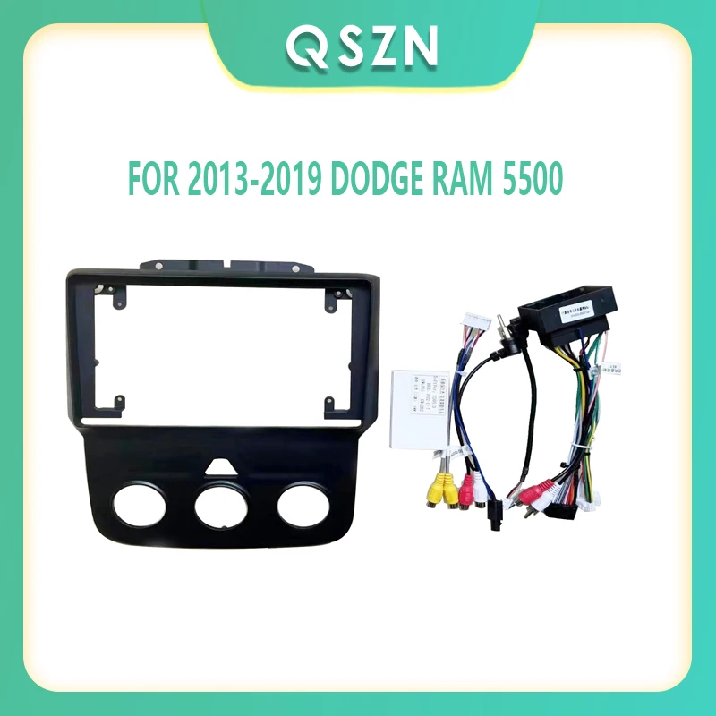 2 Din 9 Inch Car Radio Plastic Fascia Panel Frame Cable and CAN Bus Box FOR 2013-2019 DODGE RAM 5500 Car Radio Frame