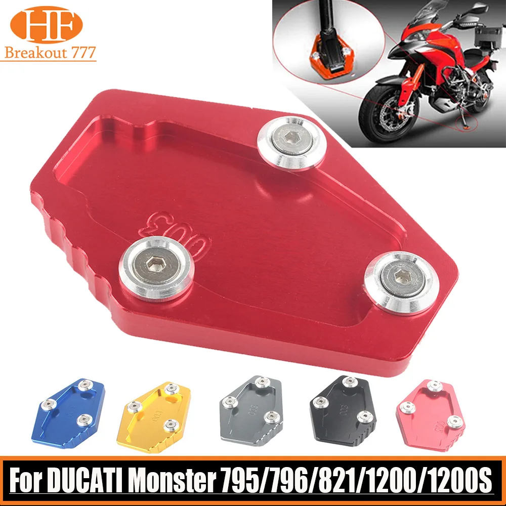 Motorcycle Kickstand Foot Side Stand Extension Pad Support Plate For DUCATI Monster 795 796 821 1200 1200S All Year Models