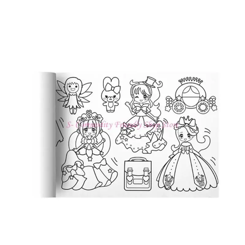 

85AE липкий рулон раскраски для детей «сделай сам» для детей рулон раскраски «Принцесса»