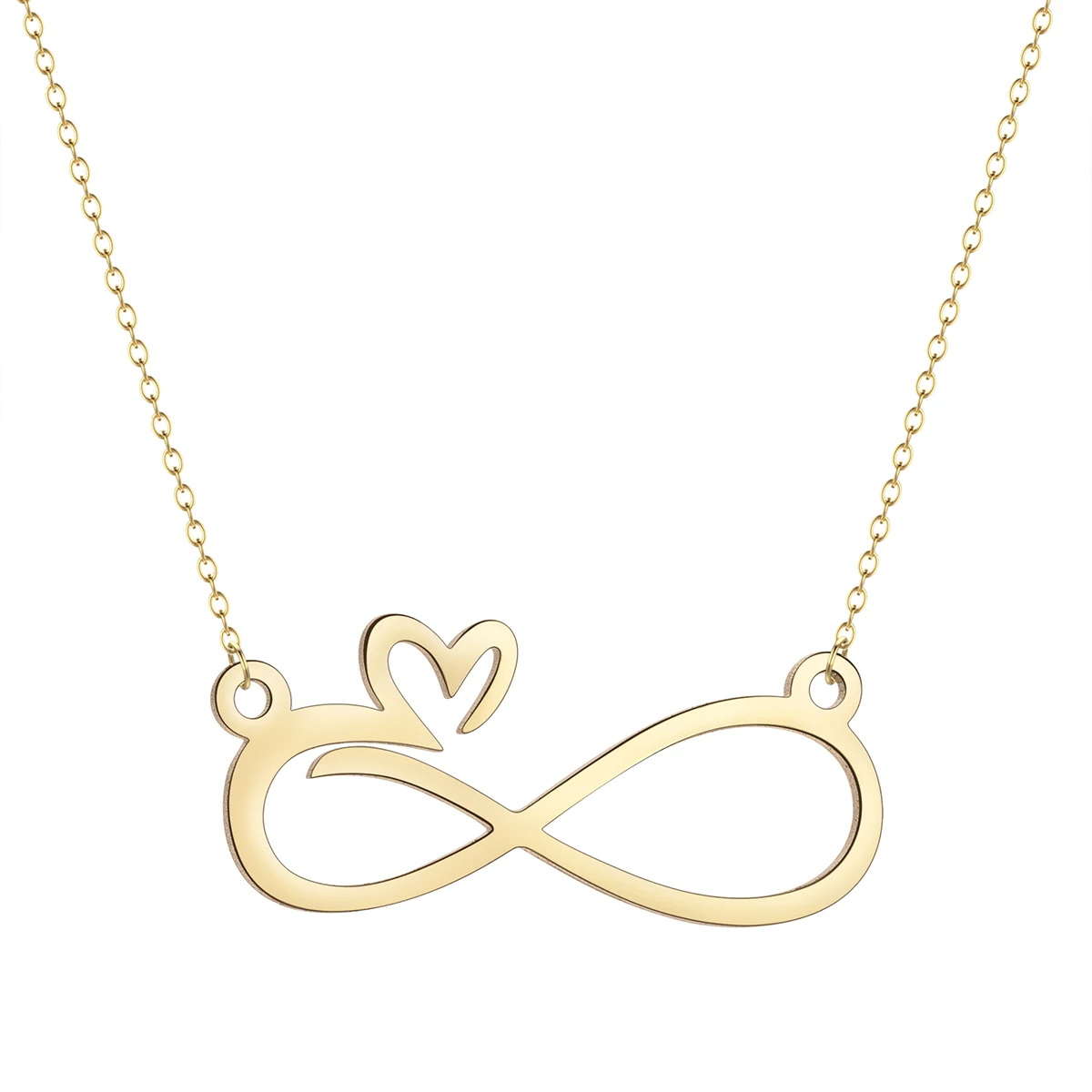 Stainless Steel Simple Infinity With Heart Pendant Necklace Women Wedding Jewelry Simple Necklaces