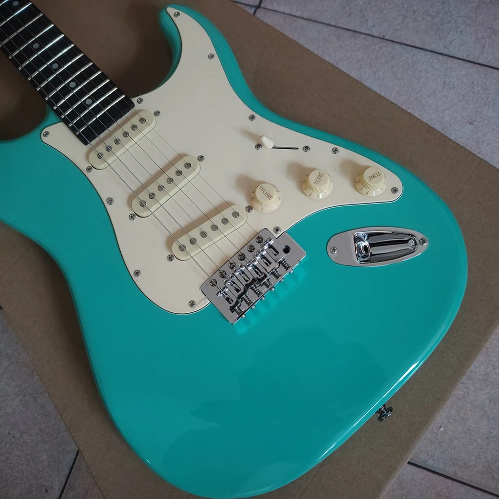 جيتار كهربائي أخضر عالي الجودة متوفر في المخزون، واقيات التقاط عتيقة، التقاطات SSS، شحن مجاني وسريع #2