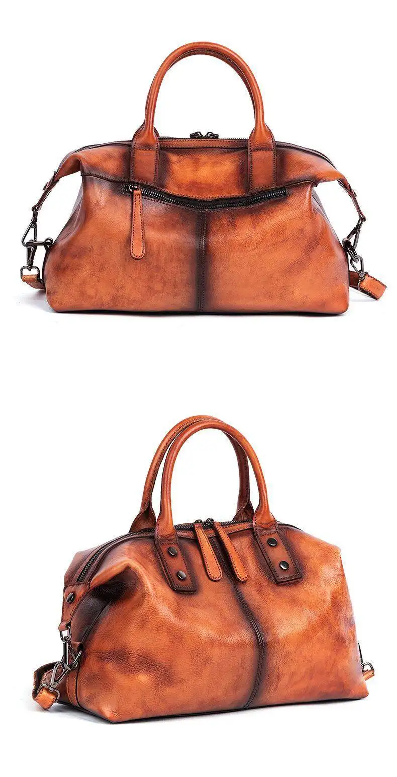 Vintage Handbag Genuine Leather Women Bag Large Soft Cowhide Shoulder & Crossbody Bags