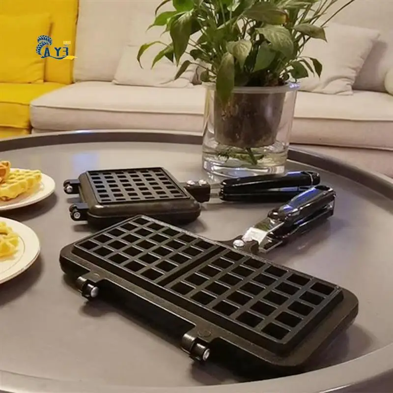 

AY03-Stove Top Waffle Iron Plates, Deep Fill Non-Stick Aluminum Alloy Traditional Belgian Waffle Maker For Easy Clean