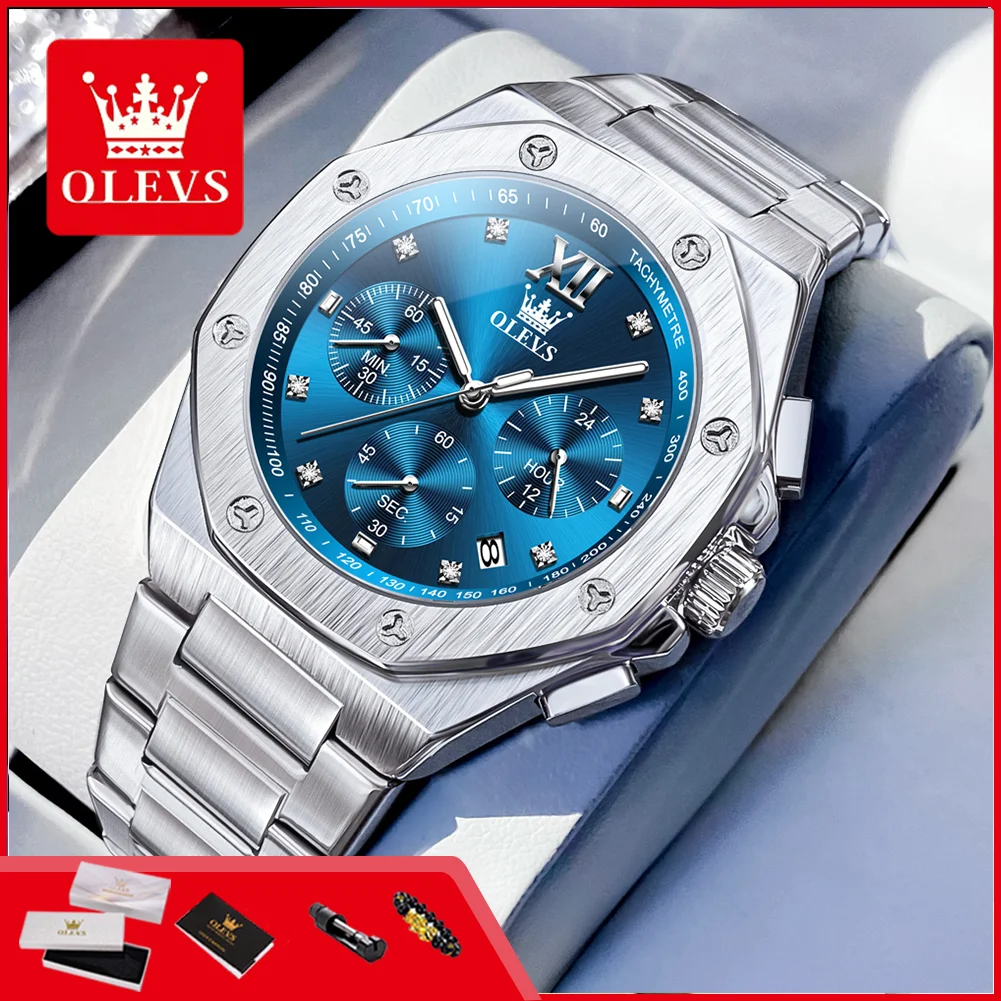 OLEVS 3626 Luxus-Quarzuhren für Herren, Chronograph, wasserdicht, automatisches Datum, leuchtend, multifunktional, Marken-Original-Herrenuhren