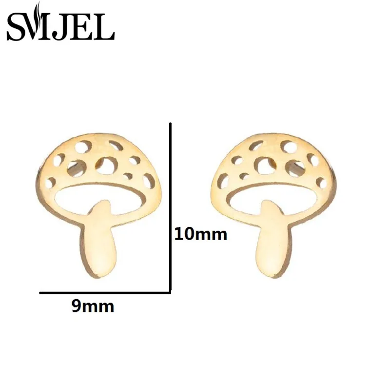 Korean Daisy Ear Studs for Women Small Cherry Mushroom Skull Lock Key Stainless Steel Earrings Piercing Body Jewelry Accessories