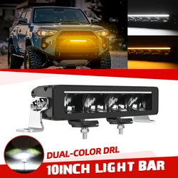 Led Light Bar 10inch Driving Beam DRL Amber Position Light for Car 4x4 SUV ATV 3500k 6500k 12V 24V Two Color Light Pickup Truck