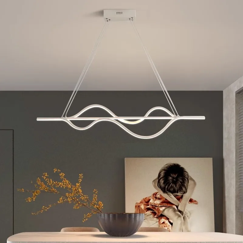 

Modern Line LED Pendant Lights Home Nordic Strip Chandelier Bedroom Dining Table Living Room Decor Lustre Black Linear Hanglamp