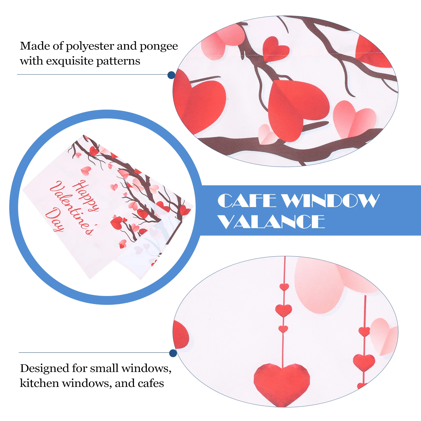 

Curtain Window Valances Kitchen Curtains Romantic Festive Cafe Pongee Polyester Valentine Blocking Sunlight Protect Furniture