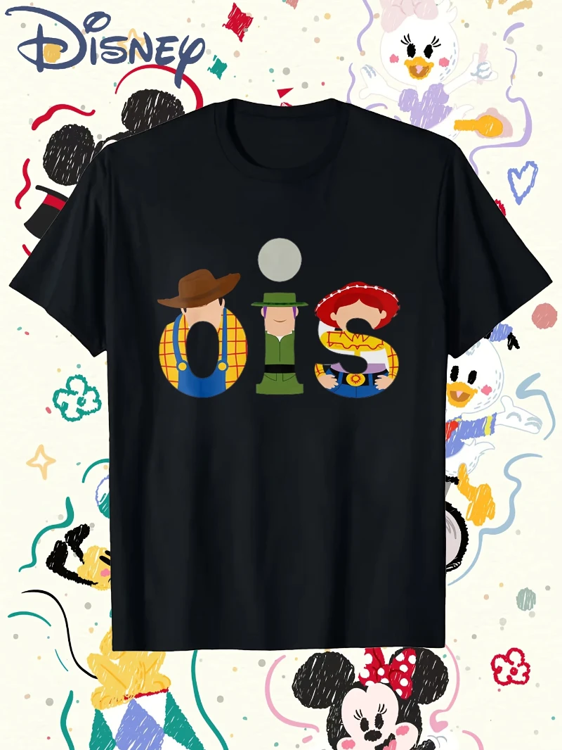

Disney Toy Story Cartoon Character Pattern T-shirt for Men and Women Casual Round Neck Short Sleeved Street Top
