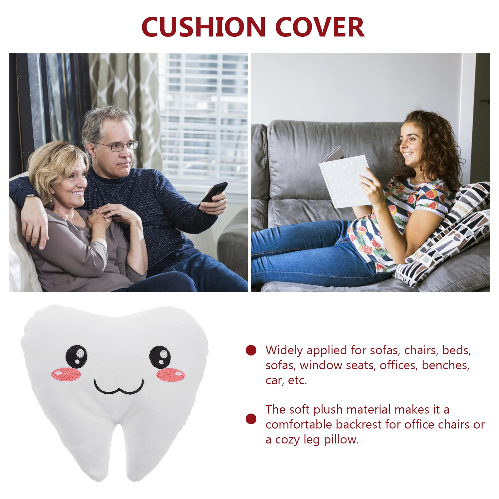 Almohada de dientes de peluche suave para niños, bonito cojín decorativo para dormir para niños y niñas, soporte Lumbar, almohada para piernas, siesta en la oficina