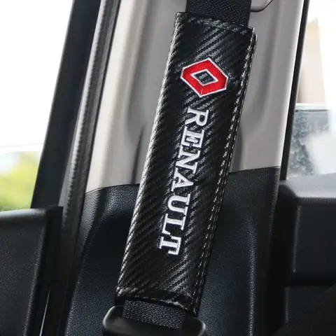 2PCS Carbon fiber Cotton Car Safety Belt Shoulder Cover seat belt pad for Renault koleos duster megane 2 logan clio Car Styling 8 best sales body kit logan - №6