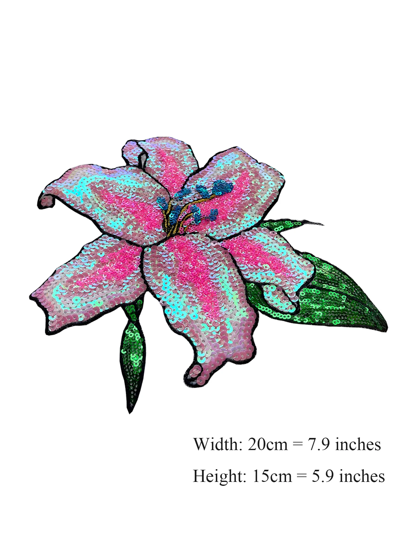 1 Piece Pink Sequins Lily Flower Patch Fashion Shining Iron On Patch for Clothes DIY Applique