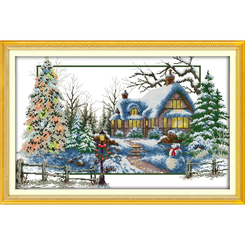 Joy Sunday The Four Seasons Scenic Patterns Printing Cross Stitch Kits 16CT 14CT DMC Thread  DIY Hand Needlework Embroidery Sets