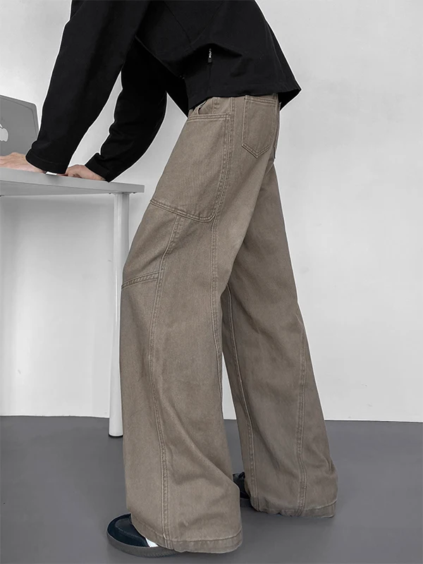 

Мужские рабочие брюки American Sle Multi-ket: весенние, свободного кроя, прямые, широкие штанины, повседневные, длинные, модные, брендовые