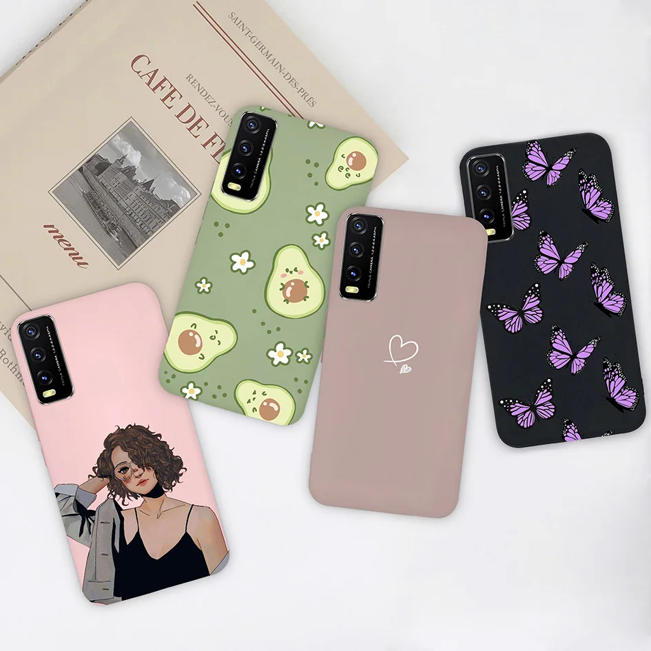 For Vivo Y20 Phone Case Sunflower Butterfly Heart Cat Silicone Soft Back Cover for Vivo Y20 Funda Bumper For Vivo Y 20 6.51''