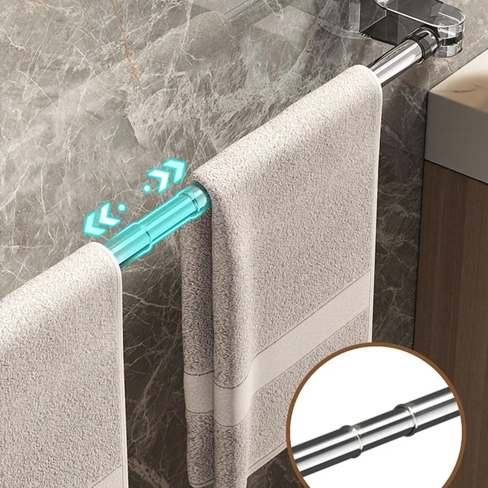 Suction Cup Retractable Towel Bar Non-punching Wall Mounted Single Towel Rail Rod Rotated Removeable Transparent Shoe Rack