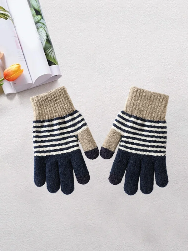 AliExpress 1Pair Knitted gloves padded and thickened cold split-finger outdoor cycling warm gloves