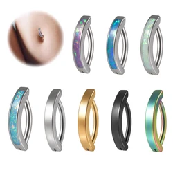 1PC Surgical Steel Navel Piercing Simple Opal Belly Button Ring For Women Girl Reverse Curved Glossy Snap Belly Piercing