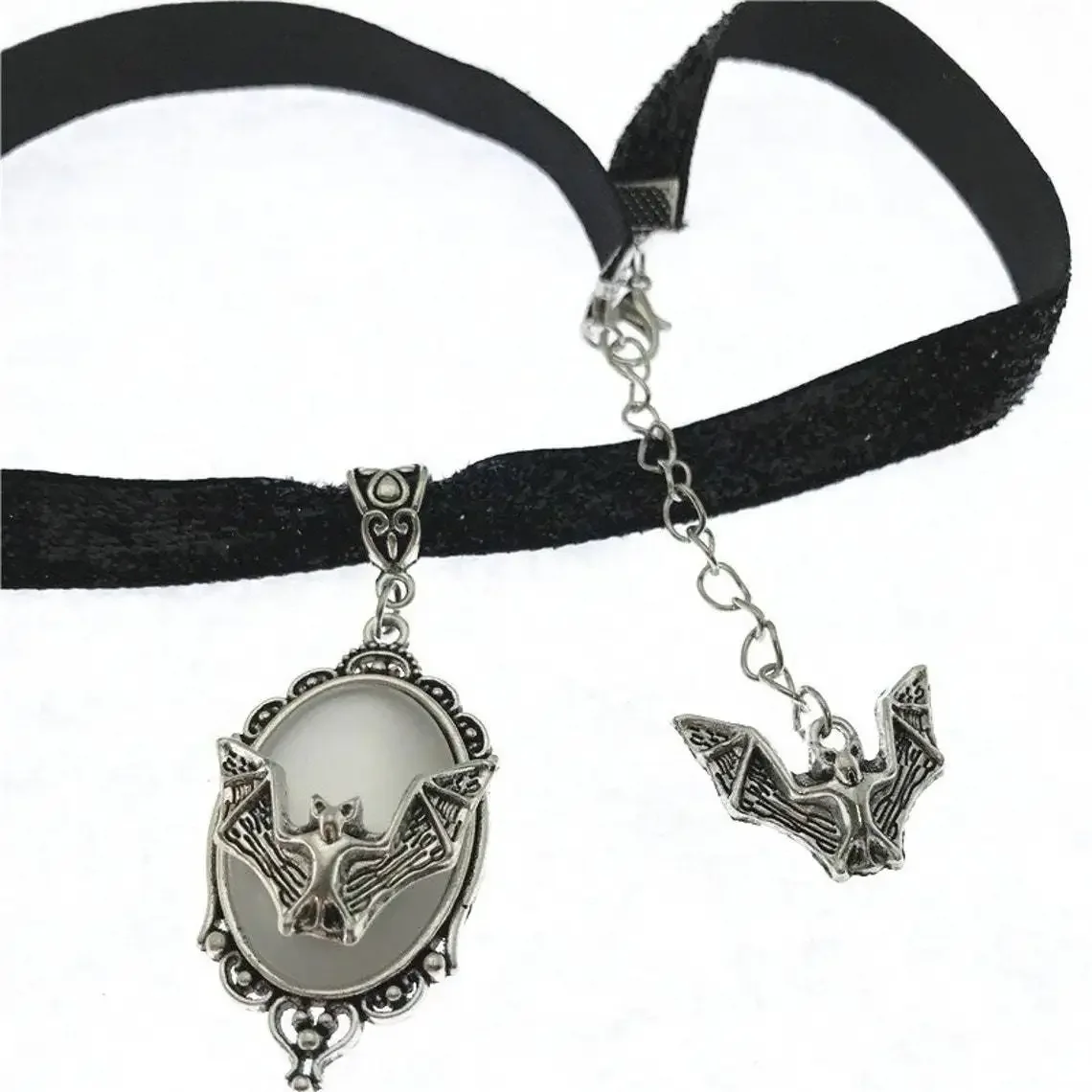 Подвеска На Шею Bat Necklace Vintage Gothic Oval Frame Pendant Necklace Mystic Jewelry Gift Accessories For Women And Girls
