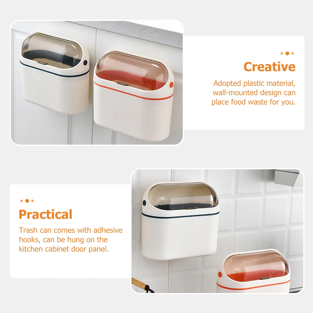 

Desktop Trash Can Kitchen Waste Bin Household Cans Garbage with Lid Cover Hanging