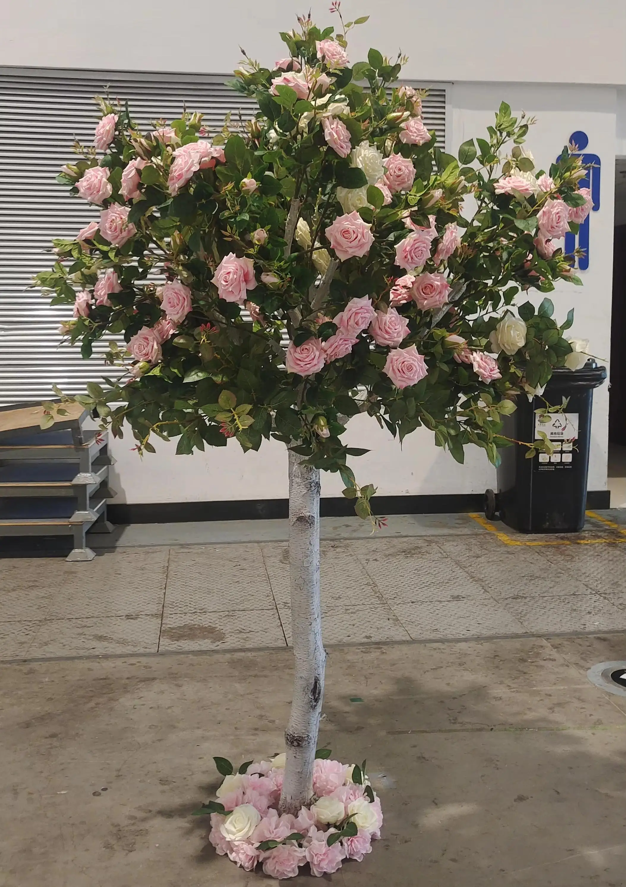 White pink silk mini cherry blossom bonsai tree wedding interior decoration small artificial cherry tree