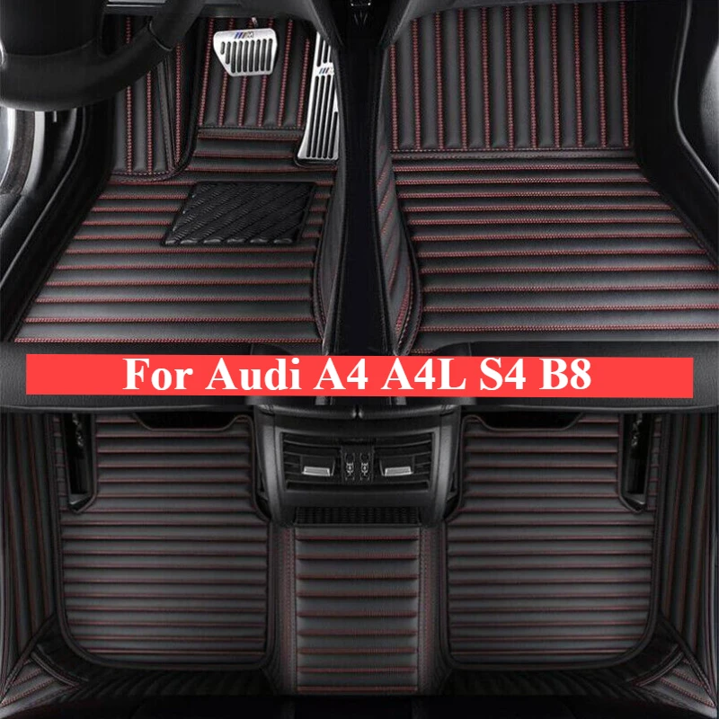 Custom Car Floor Mats For Audi A4 A4L S4 B8 2010-2024 Fashion Interior Accessories Rubber Auto leather Carpet Rugs Trunk cushion