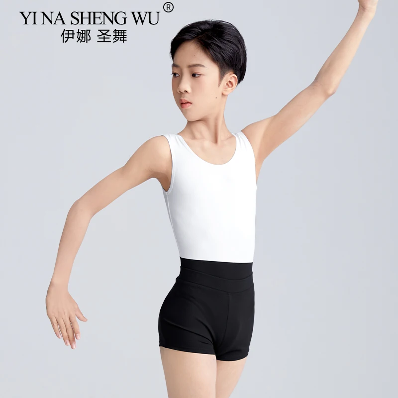 Boys' Dance Bodysuit with Black and White Matching Jumpsuit, Sports Exercise Jumpsuit, Fitness Jumpsuit, Slip Underwear