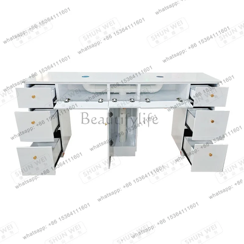 Factory Direct Sales Multifunctional Nail Art Table with Vacuum Cleaner White Simple Tool Table