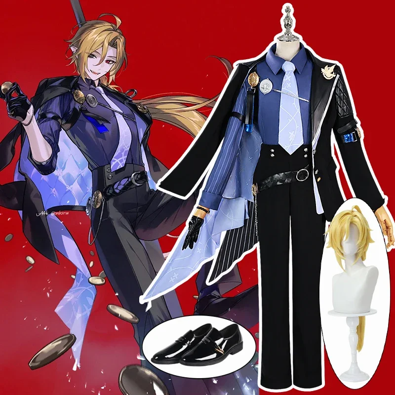 

КосплейHugo Косплей Костюм Zenless Zone Zero Элегантный костюм Hugo Парик Игровая форма со шляпой Реквизит Комплект аниме Обувь Ролевая игра Унисекс